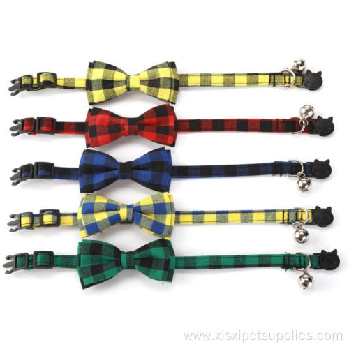 Multicolor Plaid Printing Removable Bow Tie Cat Collar